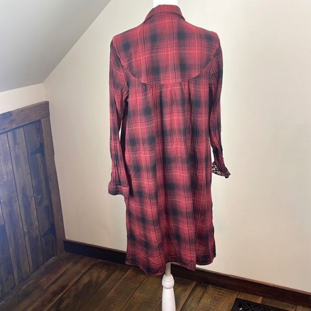 J.Jill Plaid Long Sleeve Button Down Shirt Dress Size Medium - Picture 4 of 6